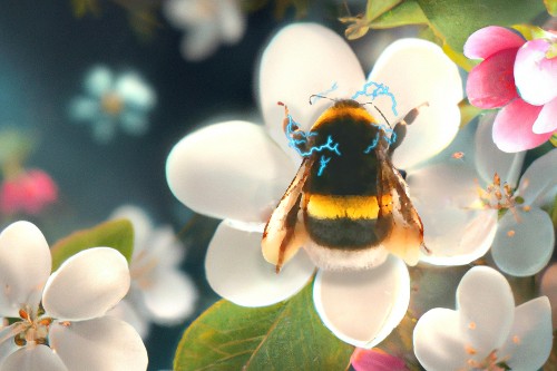 Artist’s impression of bumblebee interacting with flower